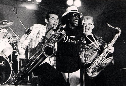 Taking a bow along with my right-hand man, the late baritone saxophonist, Micky Kearnes.
